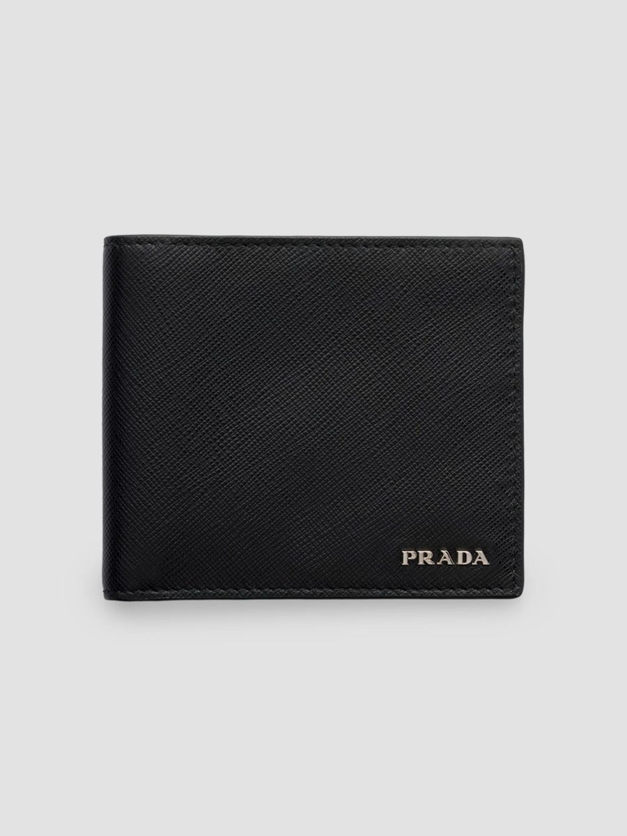 Prada Men's Saffiano Leather Wallet - Dark Black