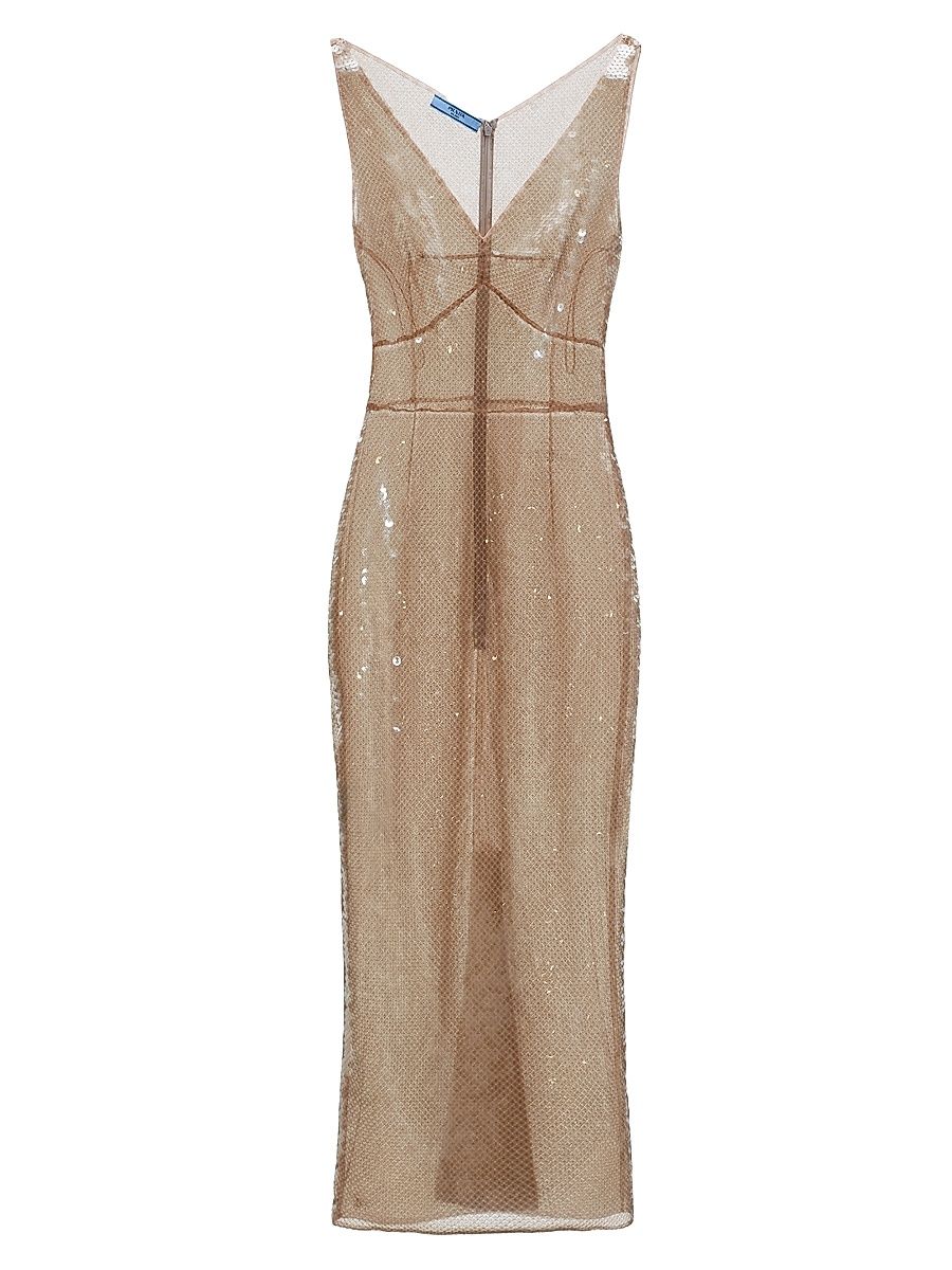 Women's Embroidered Tulle Dress - Beige - Size 2