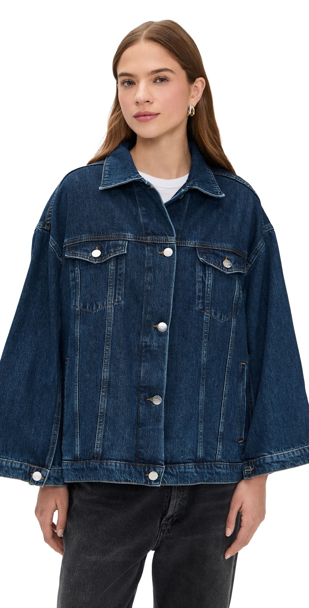 Secular Oversized Denim Capelet Jacket Classic/Dark Wash XS/S