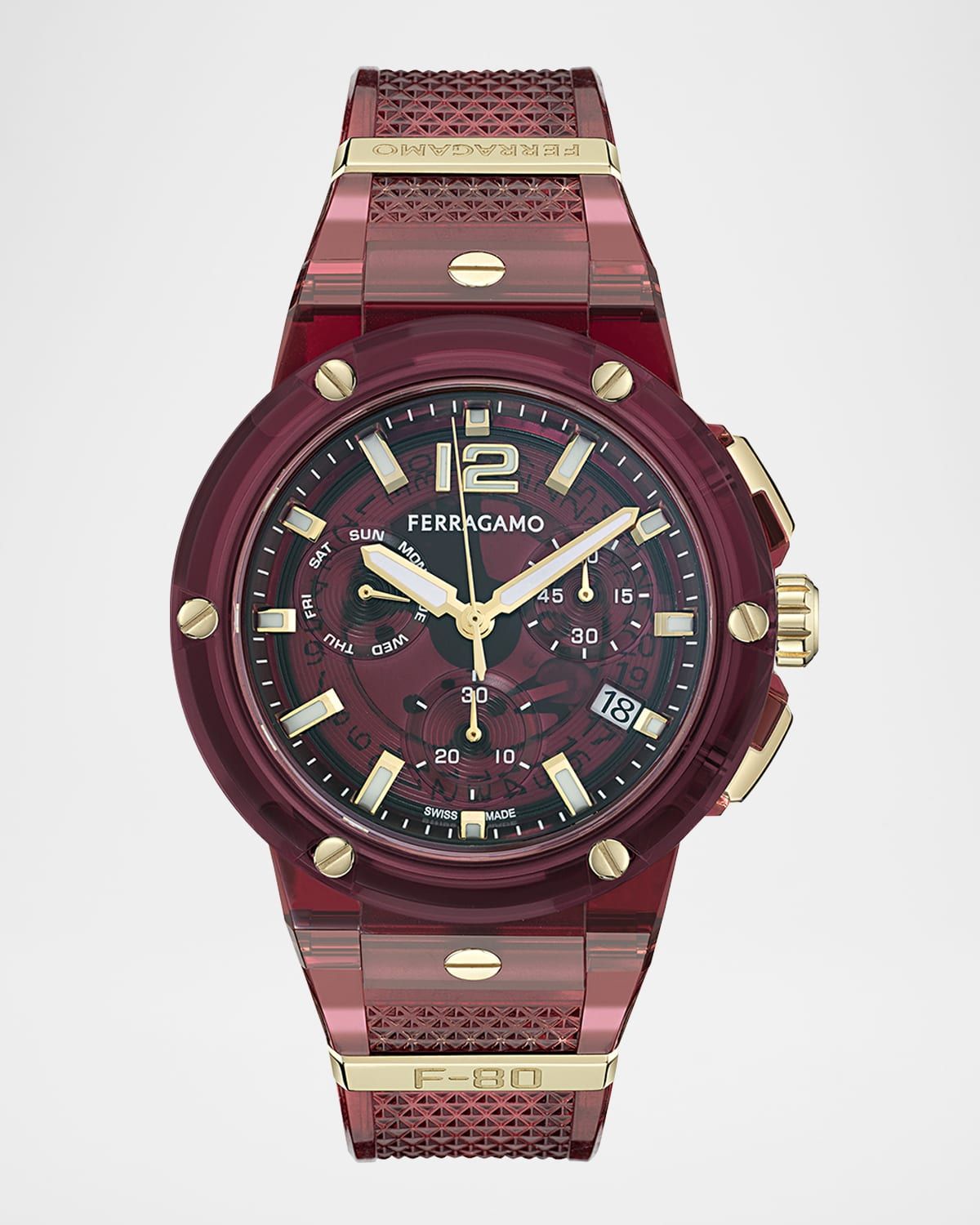 F-80 44mm Translucent Burgundy Bioplastic Chronograph Watch