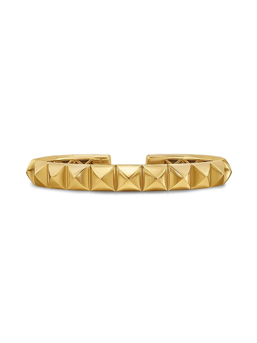 Women's Pyramid Cuff Bracelet in 18K Yellow Gold, 8MM - Yellow Gold - Size Medium