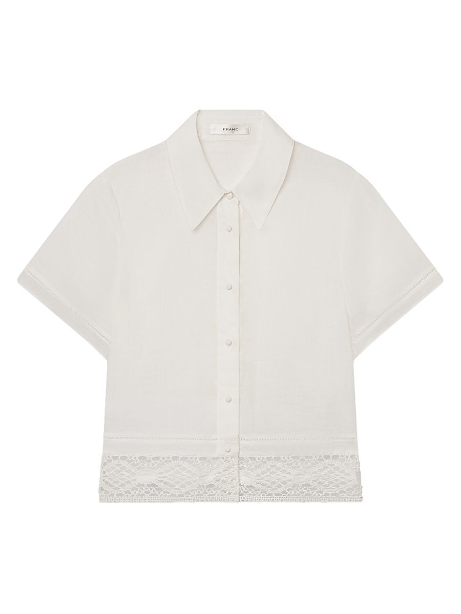 Women's The Heirloom Lace-Trim Shirt - White - Size Large