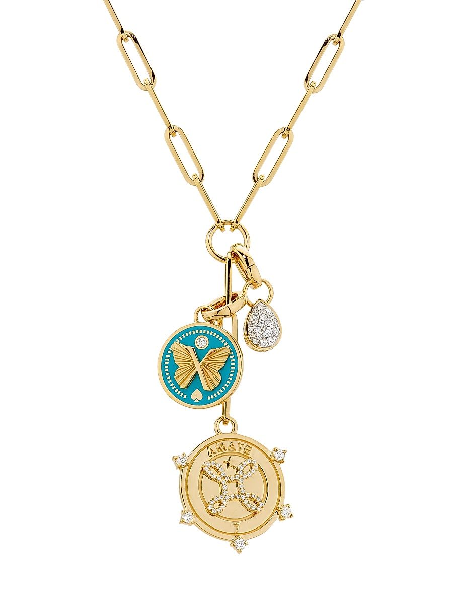 Women's True Love & Reverie 18K Yellow Gold & 0.33 TCW Diamond Triple Charm Necklace - Yellow Gold