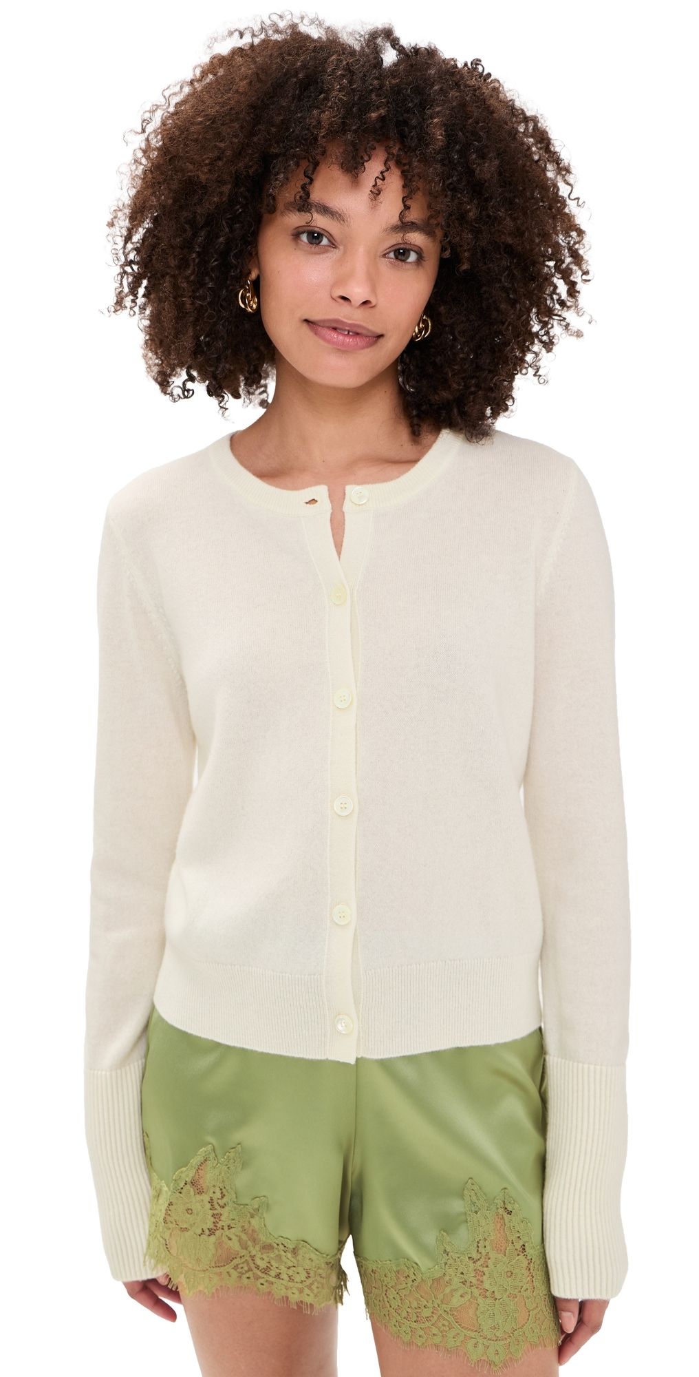 La Ligne Solid Lean Lines Cardigan Cream S