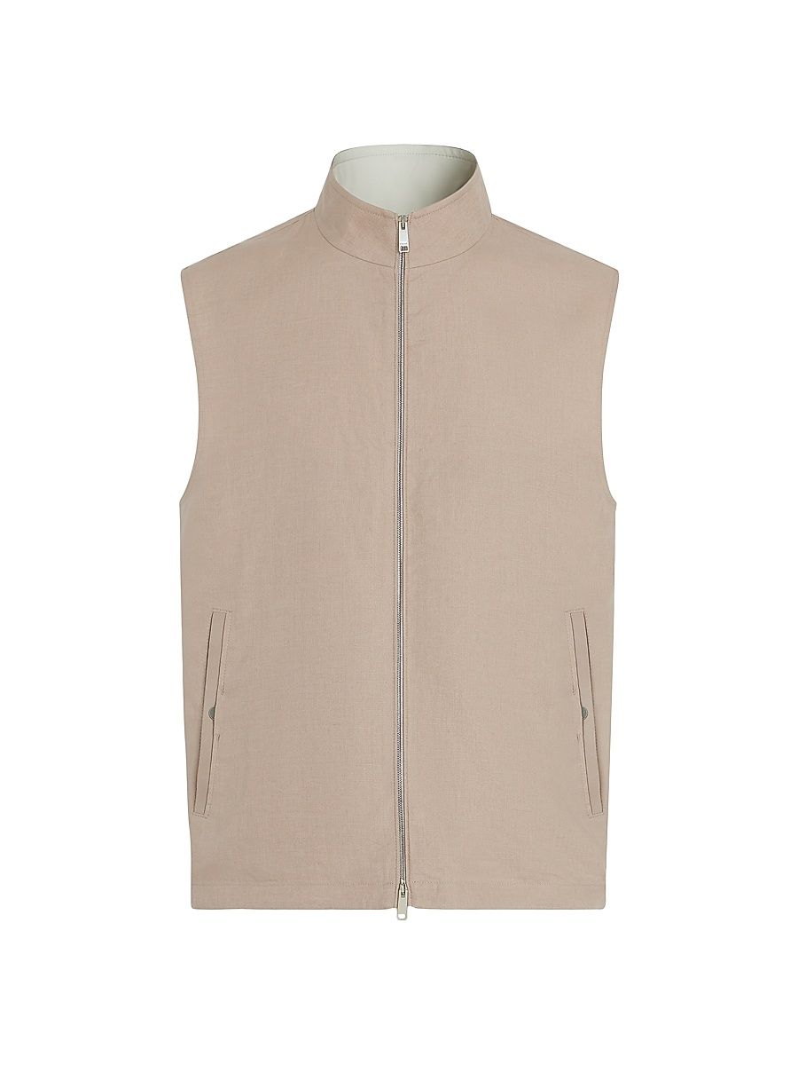 Men's Oasi Lino Vest - Light Taupe - Size 48