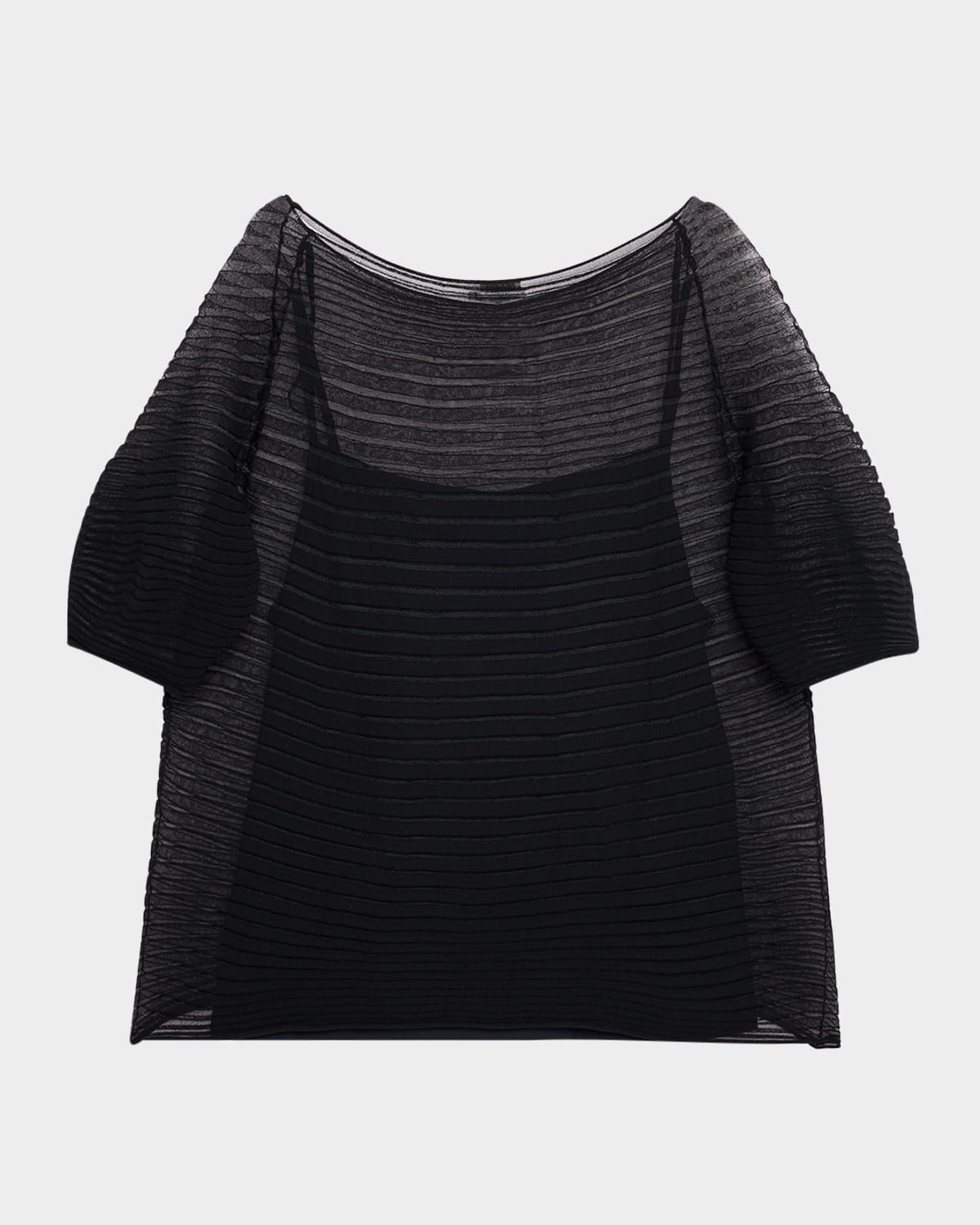 Sheer Harmonica-Pleated Sweater