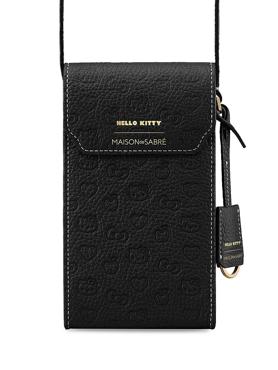 Women's Hello Kitty Leather Phone Pouch - Black