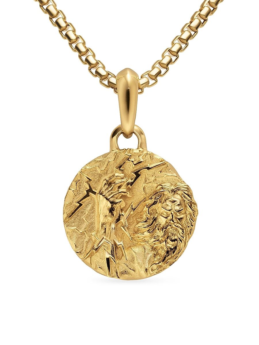 Men's Zeus Amulet in 18K Yellow Gold, 24MM - Gold