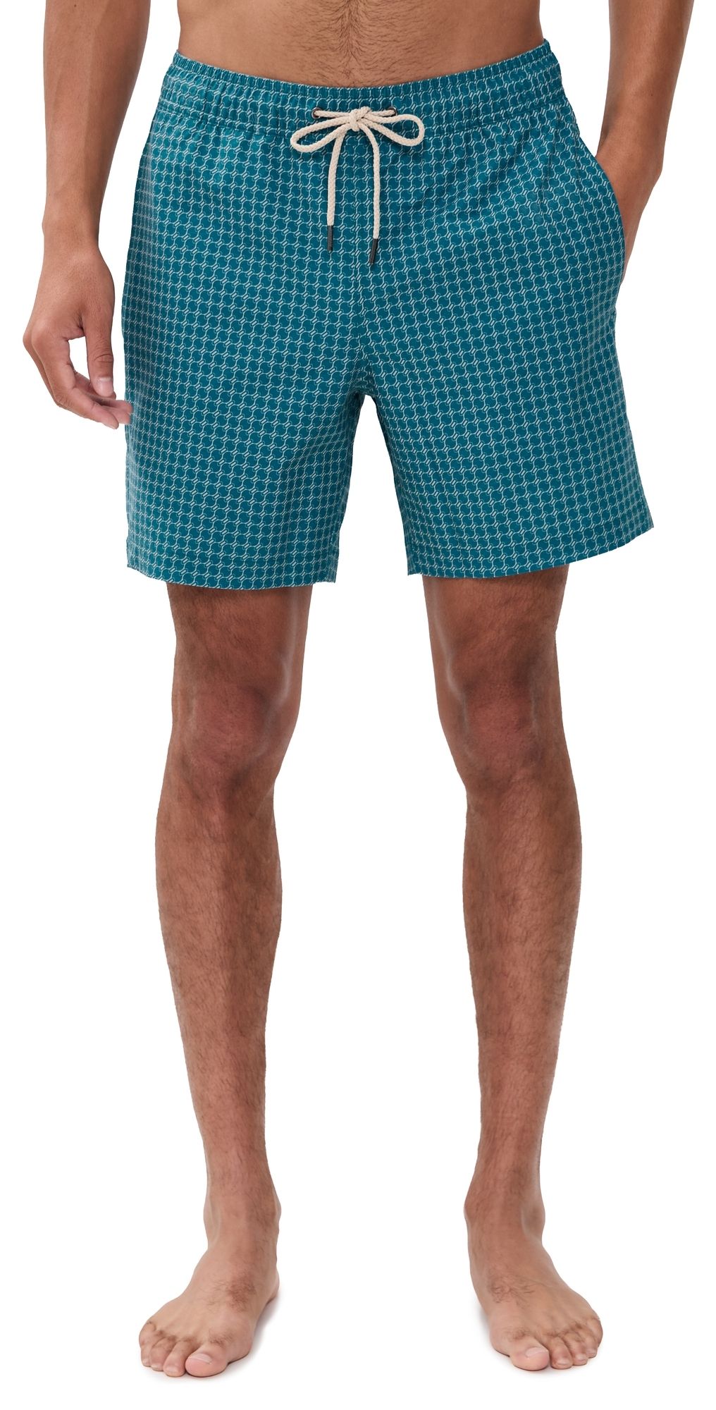 Fair Harbor The Bayberry Swim Trunks 7 Teal Sea Geo XXL