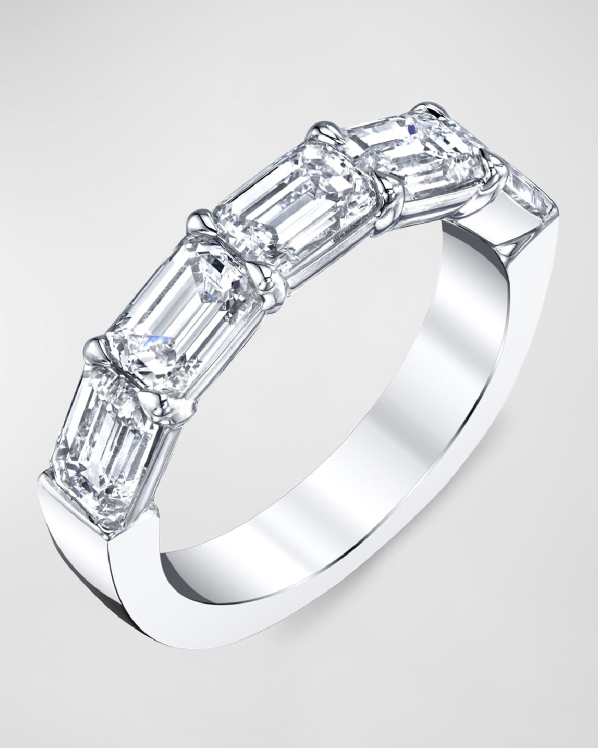 Large Halfway Band with Horizontal Set Emerald Cut Diamonds, 1.00ct