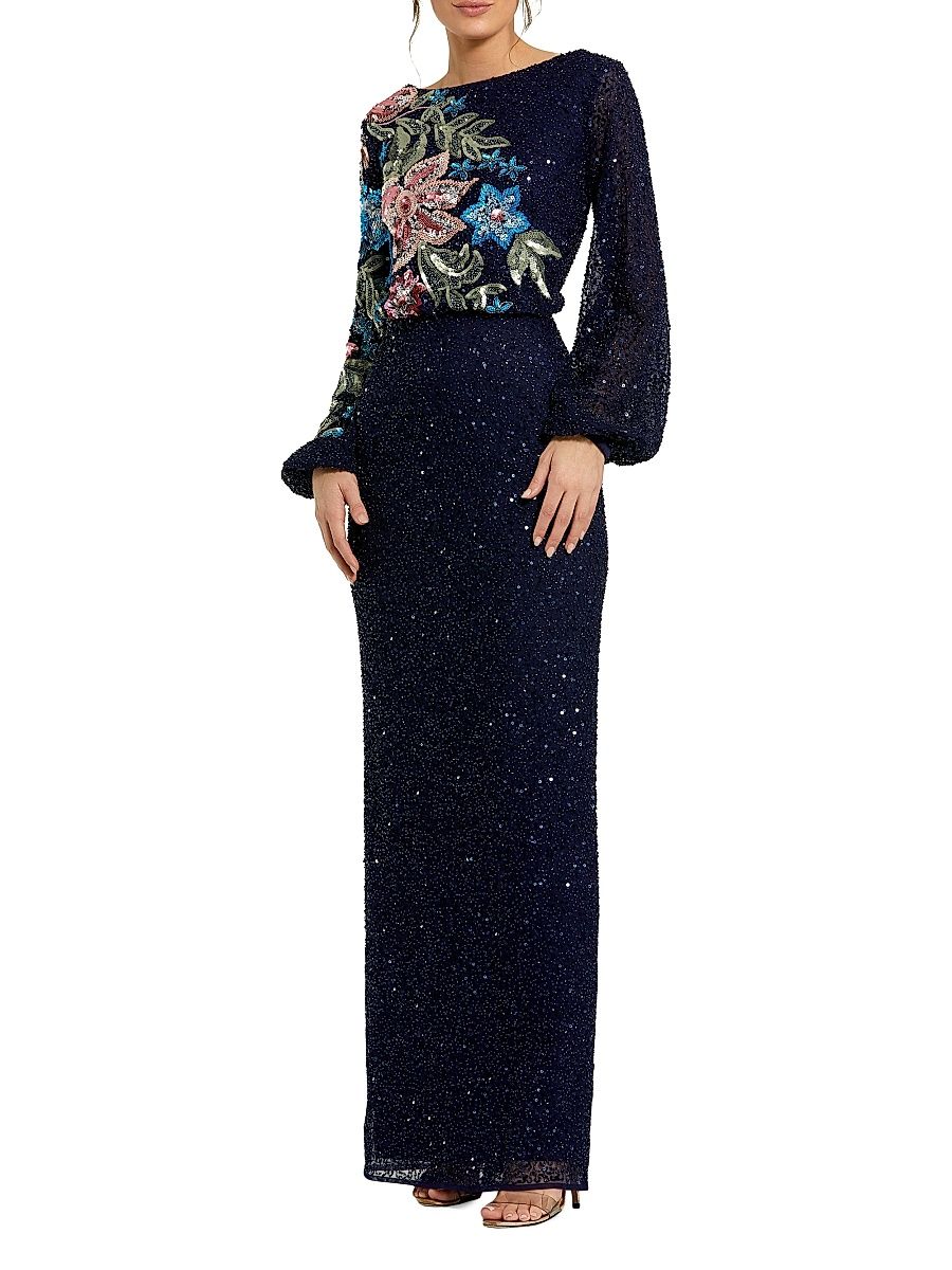 Women's Floral Emellished Gown - Midnight - Size 18