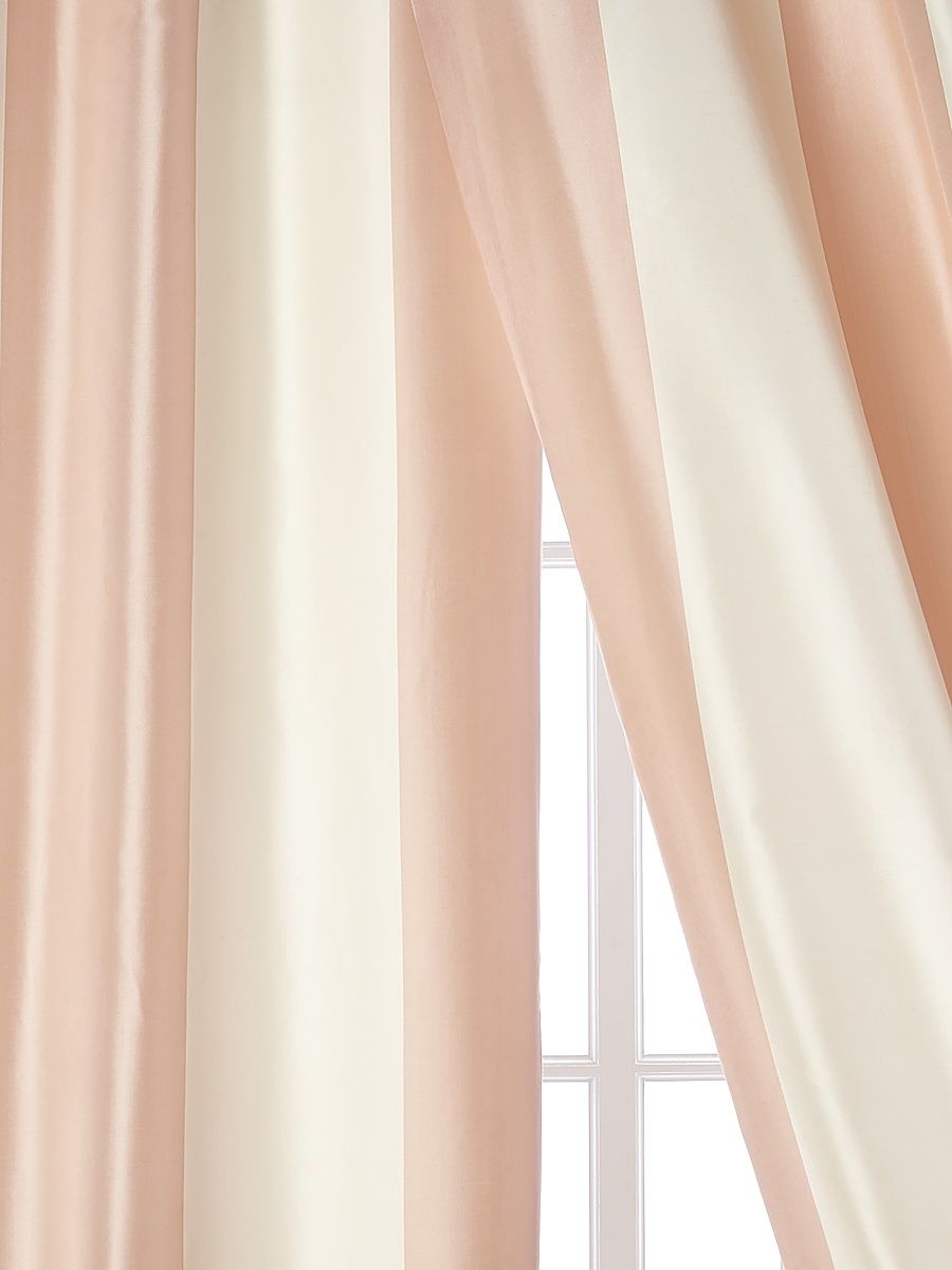 Hampton Two-Tone Striped Curtain Panel Set - Pink