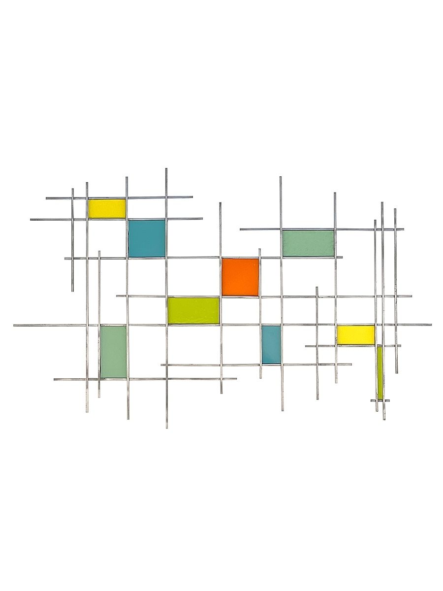 Gridded Glass & Steel Wall Sculpture
