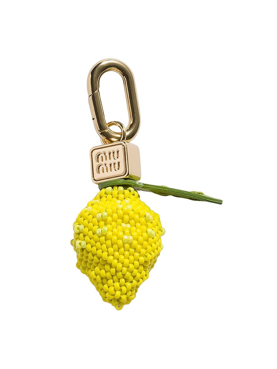Women's Leather, Beads and Metal Micro Trick Charm - Yellow