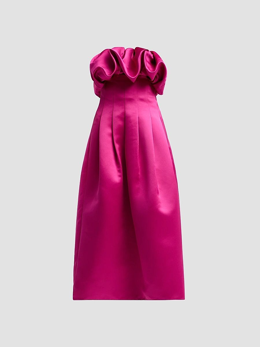 Women's Cosima Strapless Satin Tea-Length Dress - Orchid - Size 12