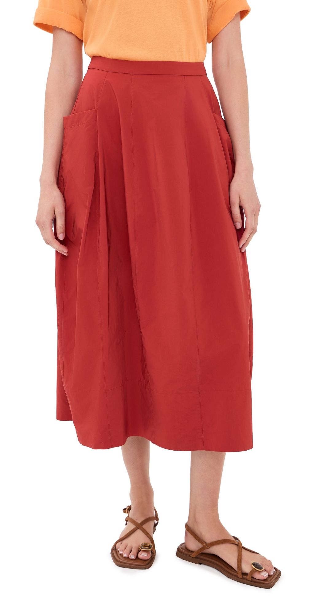 Tibi Nylon Lantern Skirt Red 6