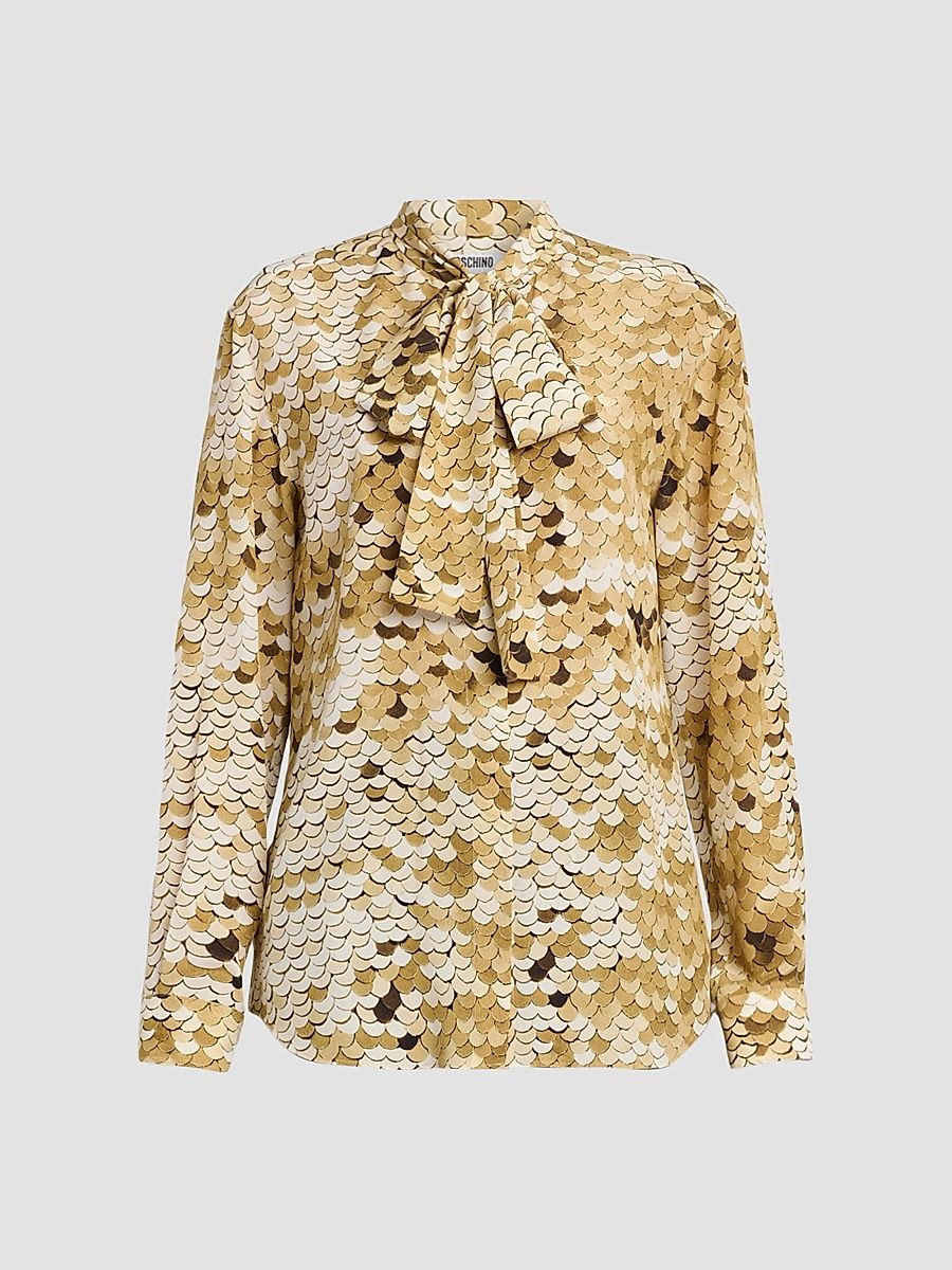Women's Sequin-Print Silk Top - Multi Gold - Size 2