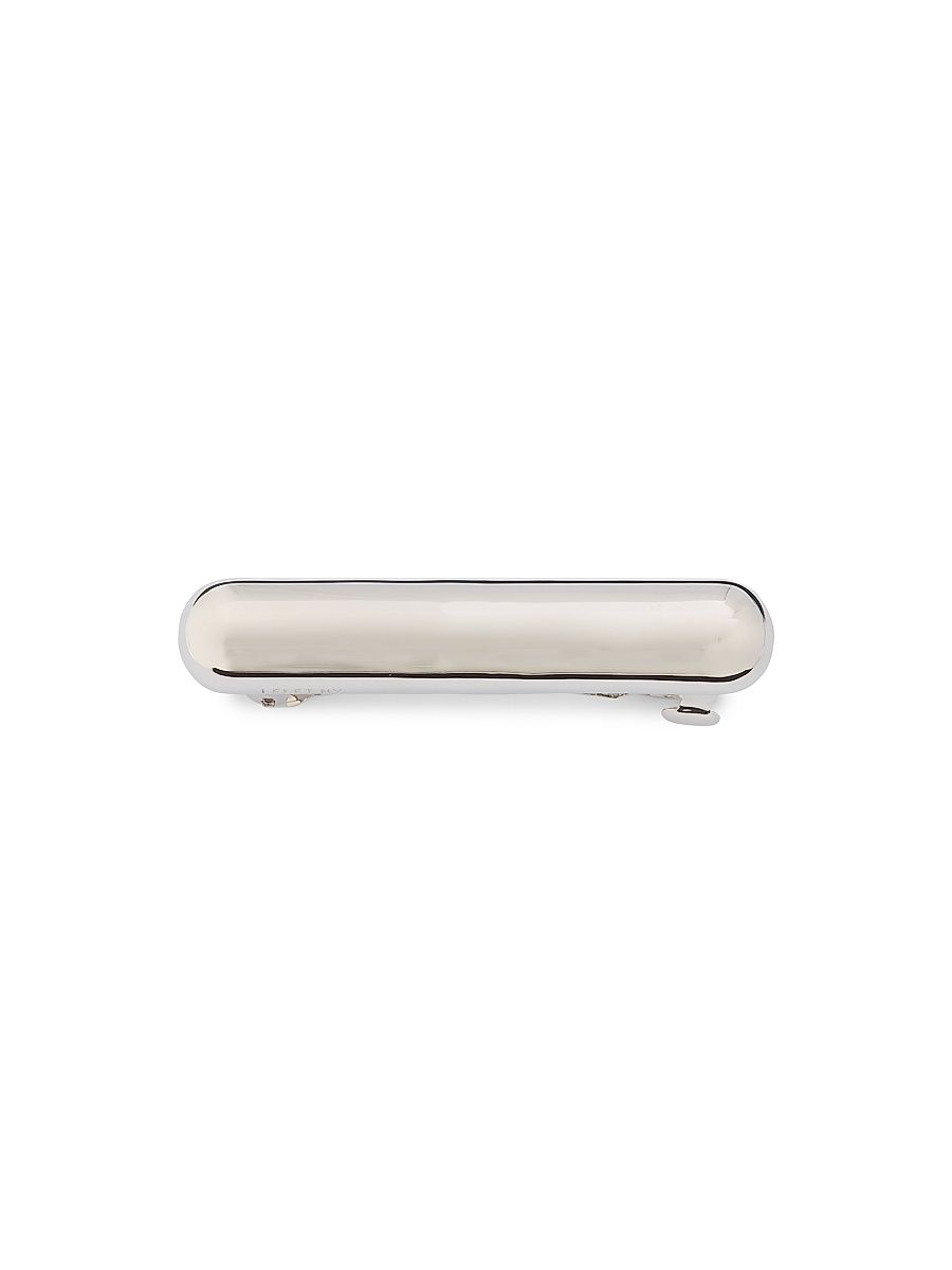 Women's Glossy Rhodium-Tone Bar Barrette - Silver