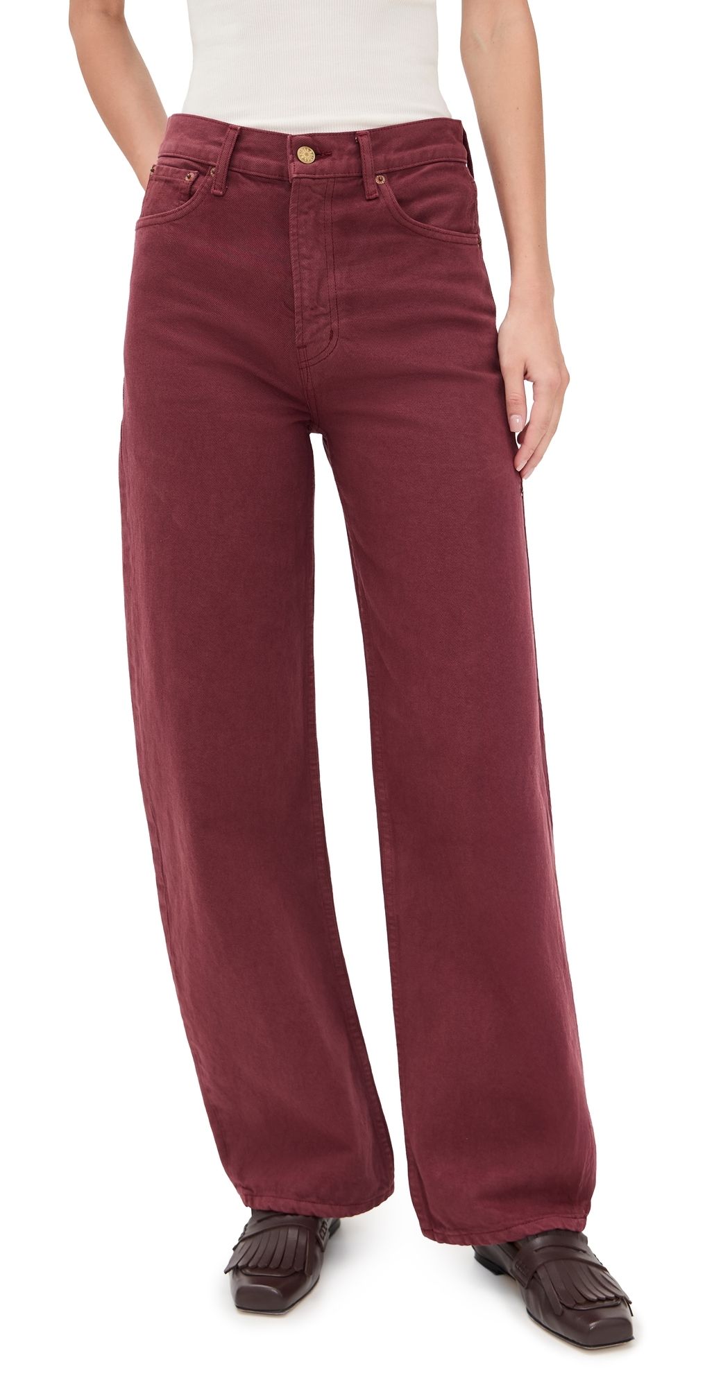 B Sides Leroy Mid Relaxed Bow Jeans Burgundy Overdye 32