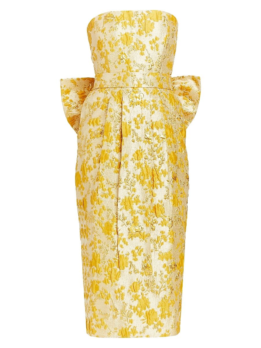 Women's Lorena Floral Jacquard Gown - Champagne Gold - Size 4