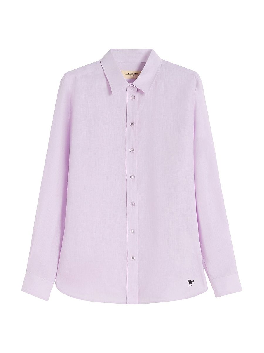 Women's Linen Fabric Shirt - Lilac - Size 12