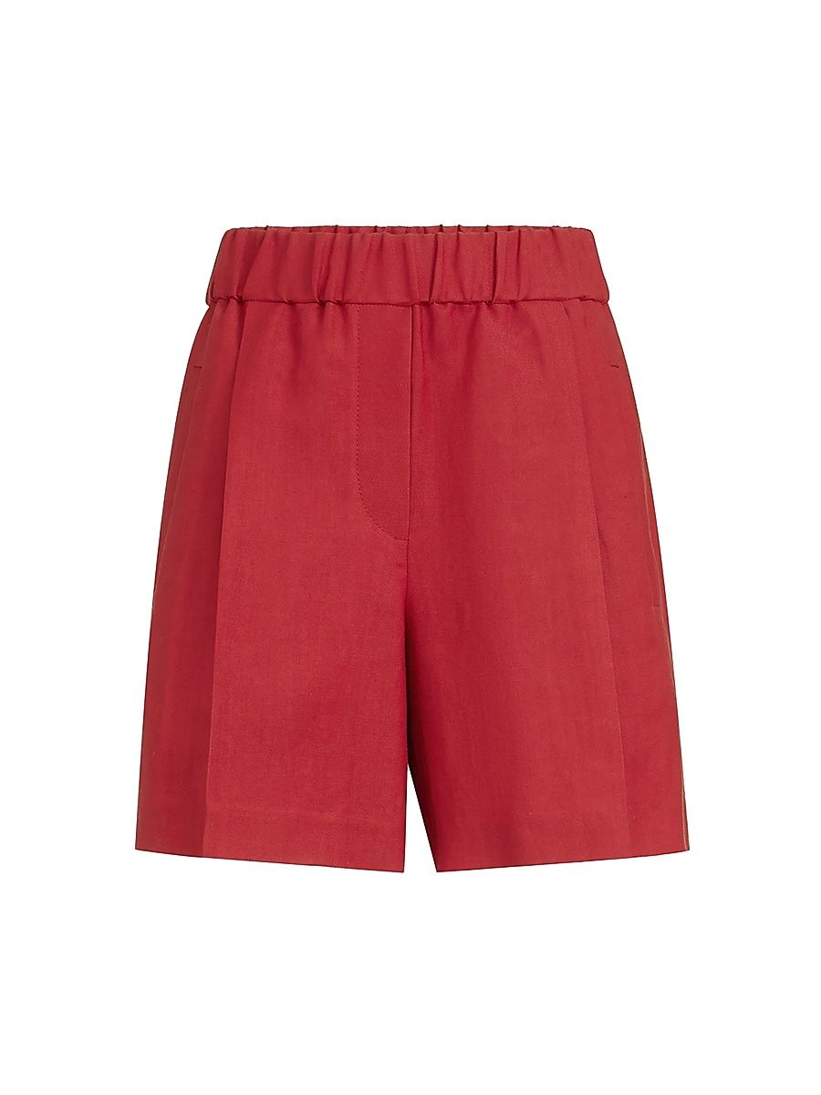 Women's Viscose and Linen Fluid Twill Baggy Shorts - Red - Size 14