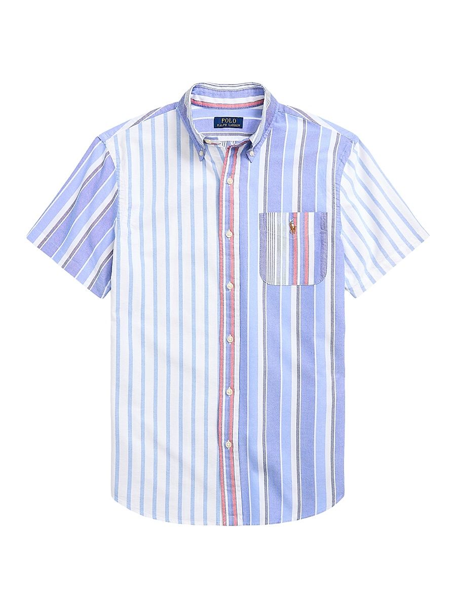 Men's Colorblocked Stripe Oxford Short-Sleeve Sport Shirt - Stripe Funshirt - Size XXL