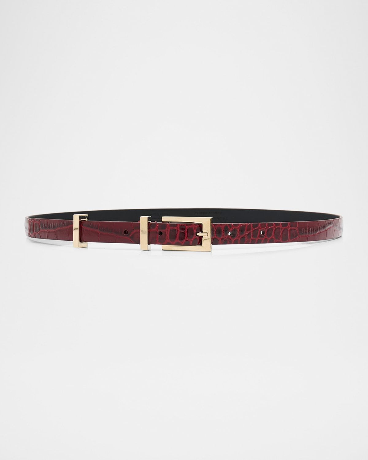 Shiny Stamped Croc-Embossed Leather Belt
