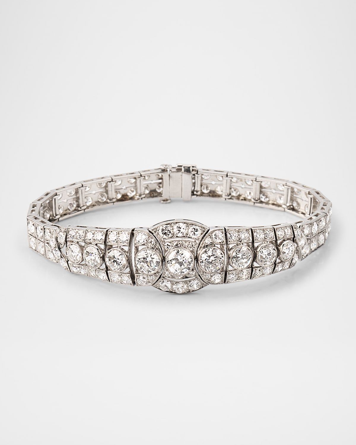 Estate Platinum Diamond Art Deco Airline Spread Center Bracelet