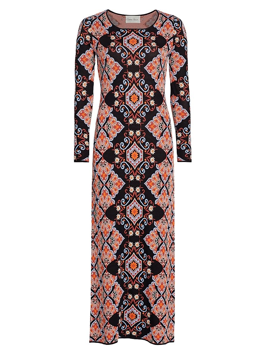 Women's Rianna Knit Maxi Dress - Black Vintage Paisley - Size Medium