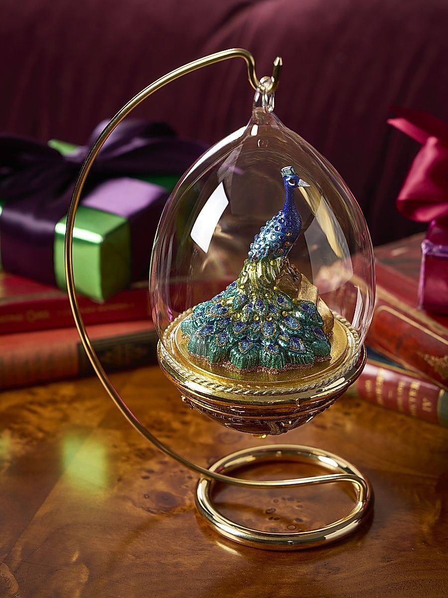 Glass Peacock Ornament