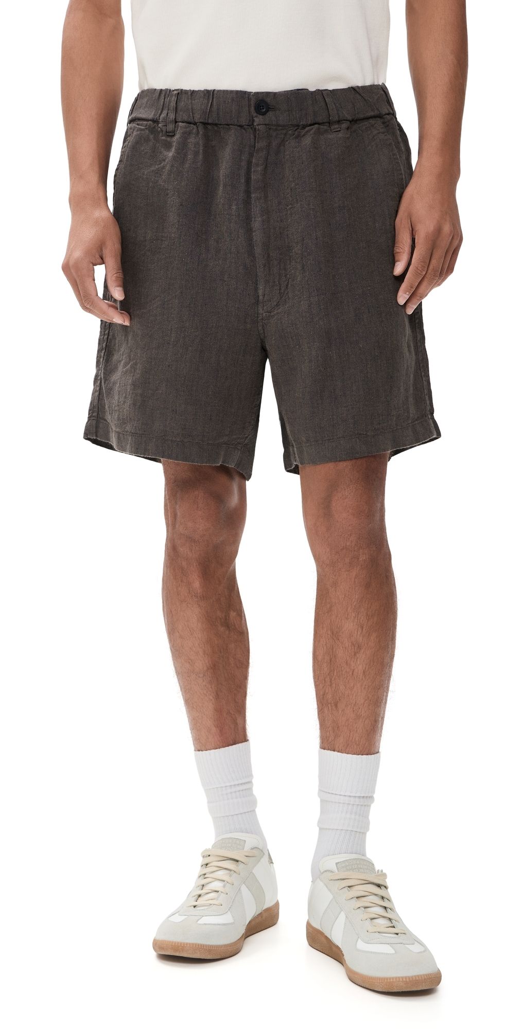 Madewell Linen Pull On Shorts Chocolate S