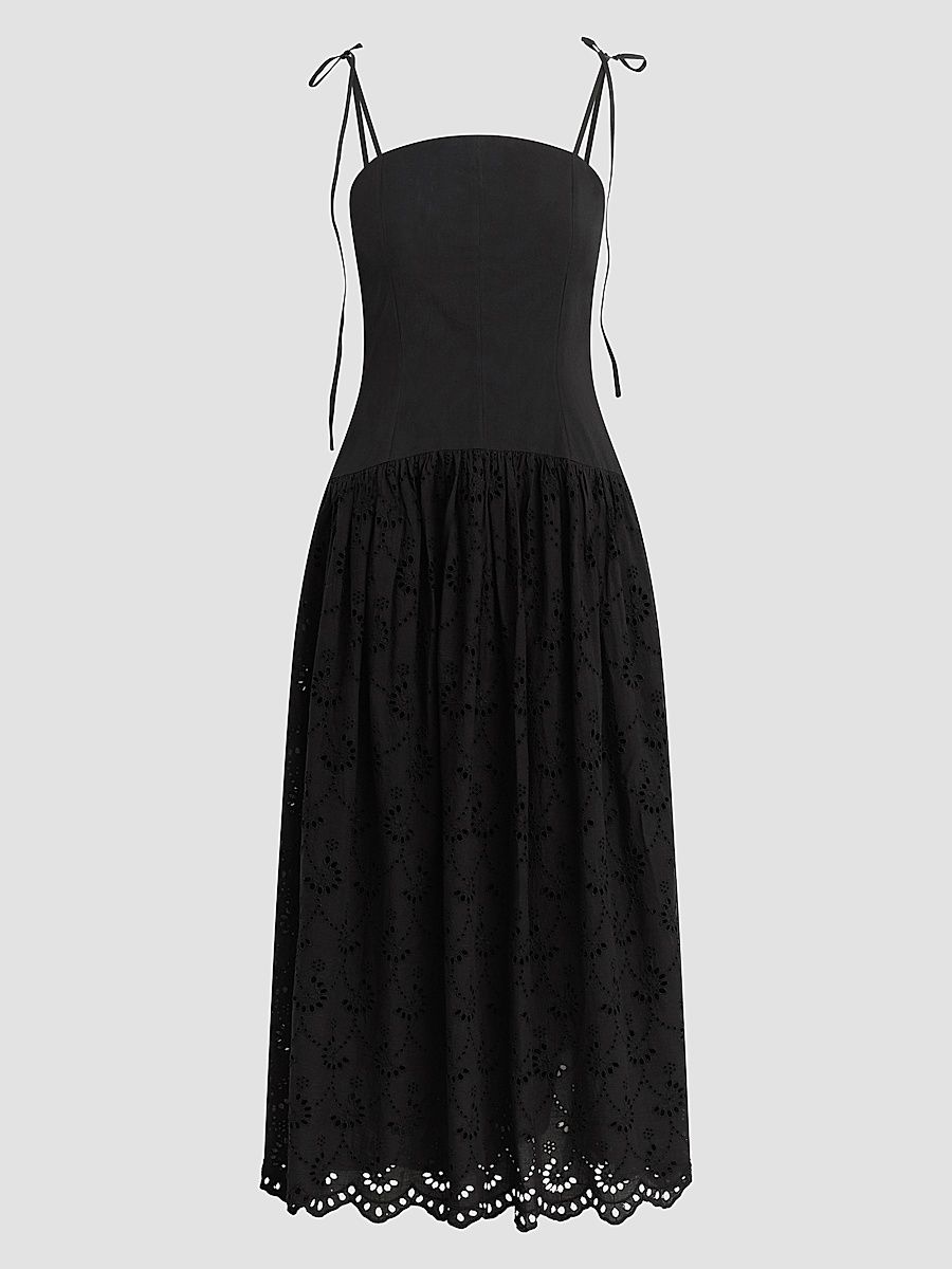 Women's The Mara Cotton Maxi Dress - Black - Size Large