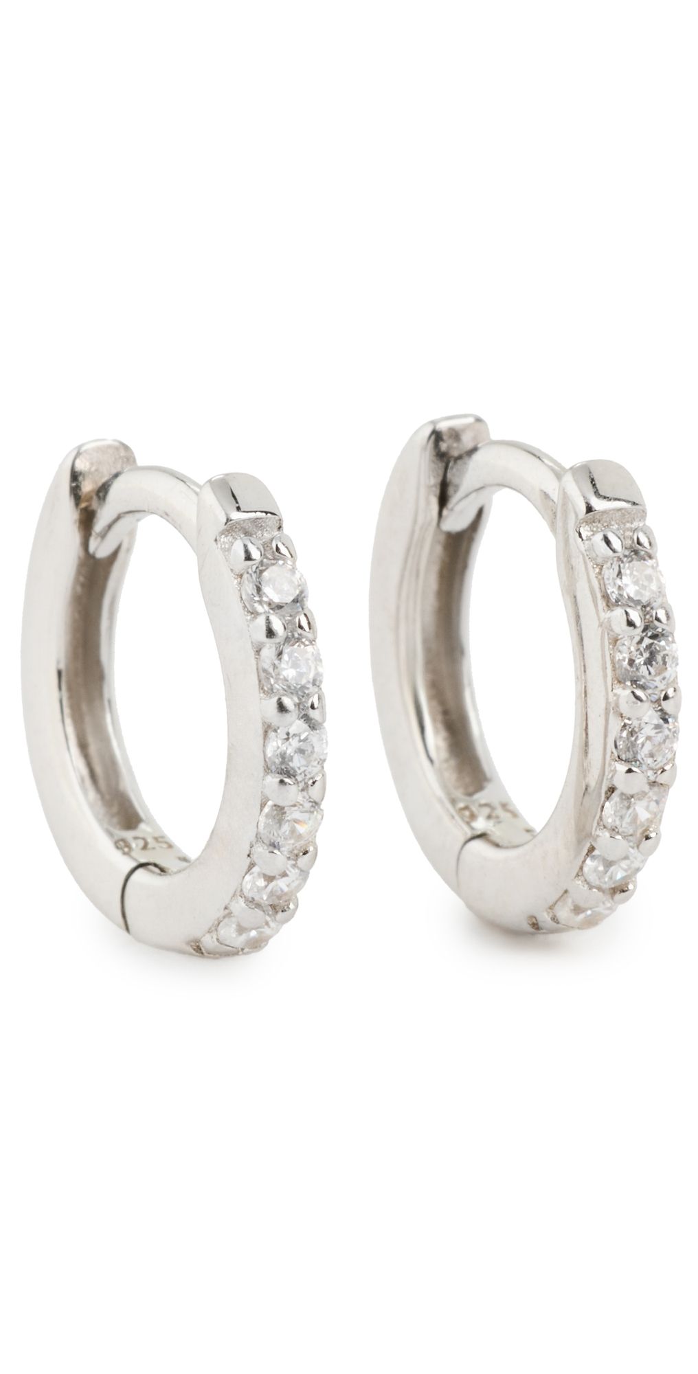 SHASHI Katerina Pave Hoop Earrings White Gold One Size