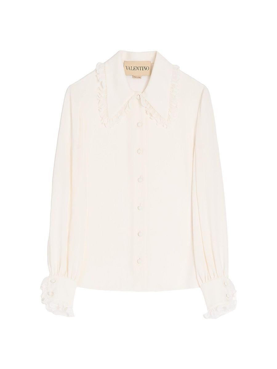 Women's Crepe De Chine Shirt - Ivory - Size 8