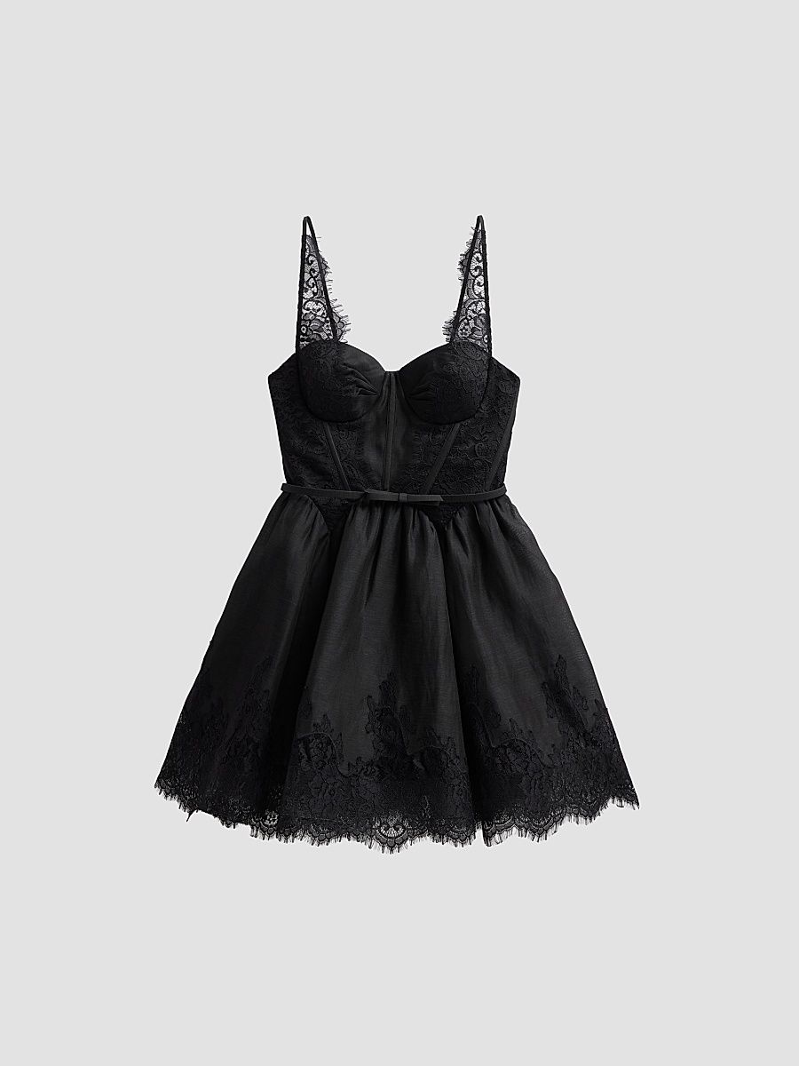 Zimmermann Women's Valiant Lace-Trim Mini Dress - Black - Size 10