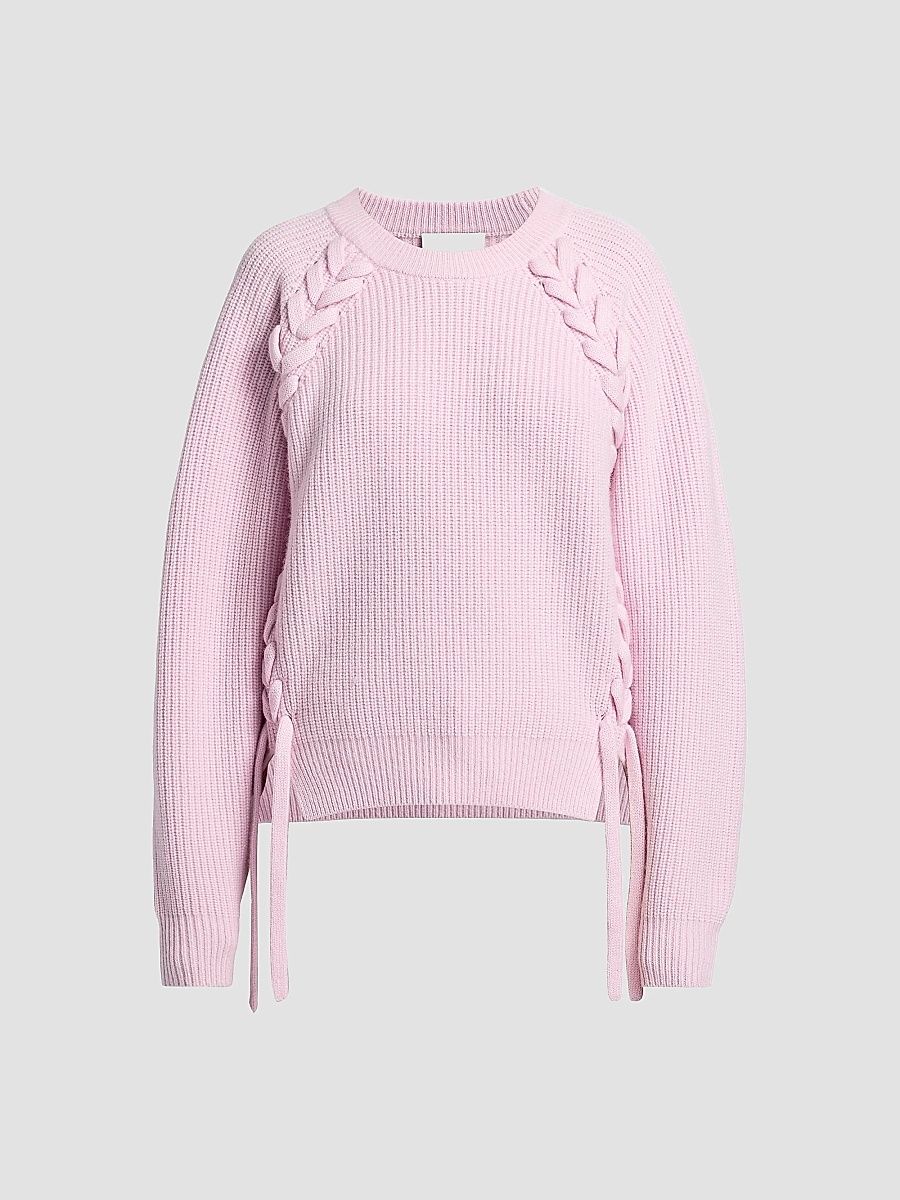Isabel Marant Women's Tulliam Lace-Up Wool-Cashmere Sweater - Pink - Size 12