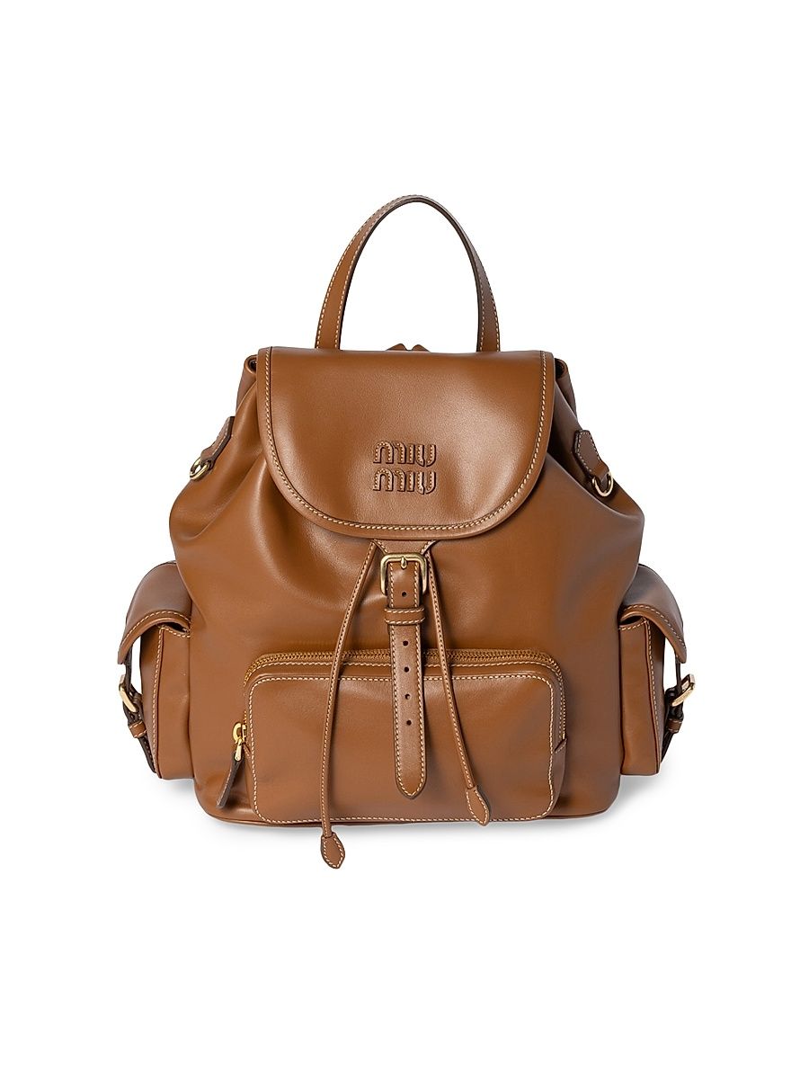 Women's Leather Backpack - Brown