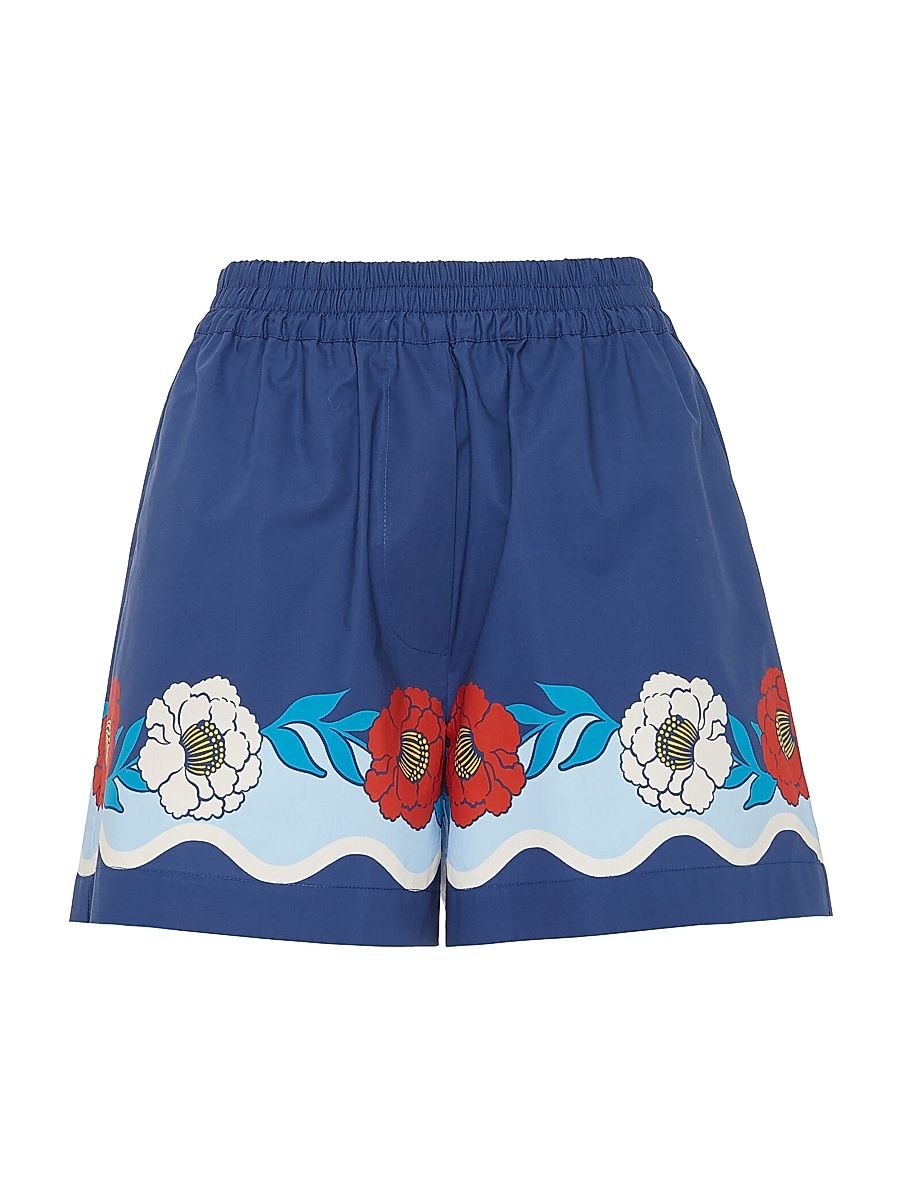 Women's Pull-Up Shorts - Whitsun Place Blue - Size Large