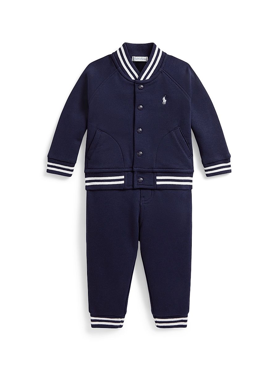 Baby Boy's Fleece Baseball Jacket & Joggers Set - Refined Navy - Size 12 Months