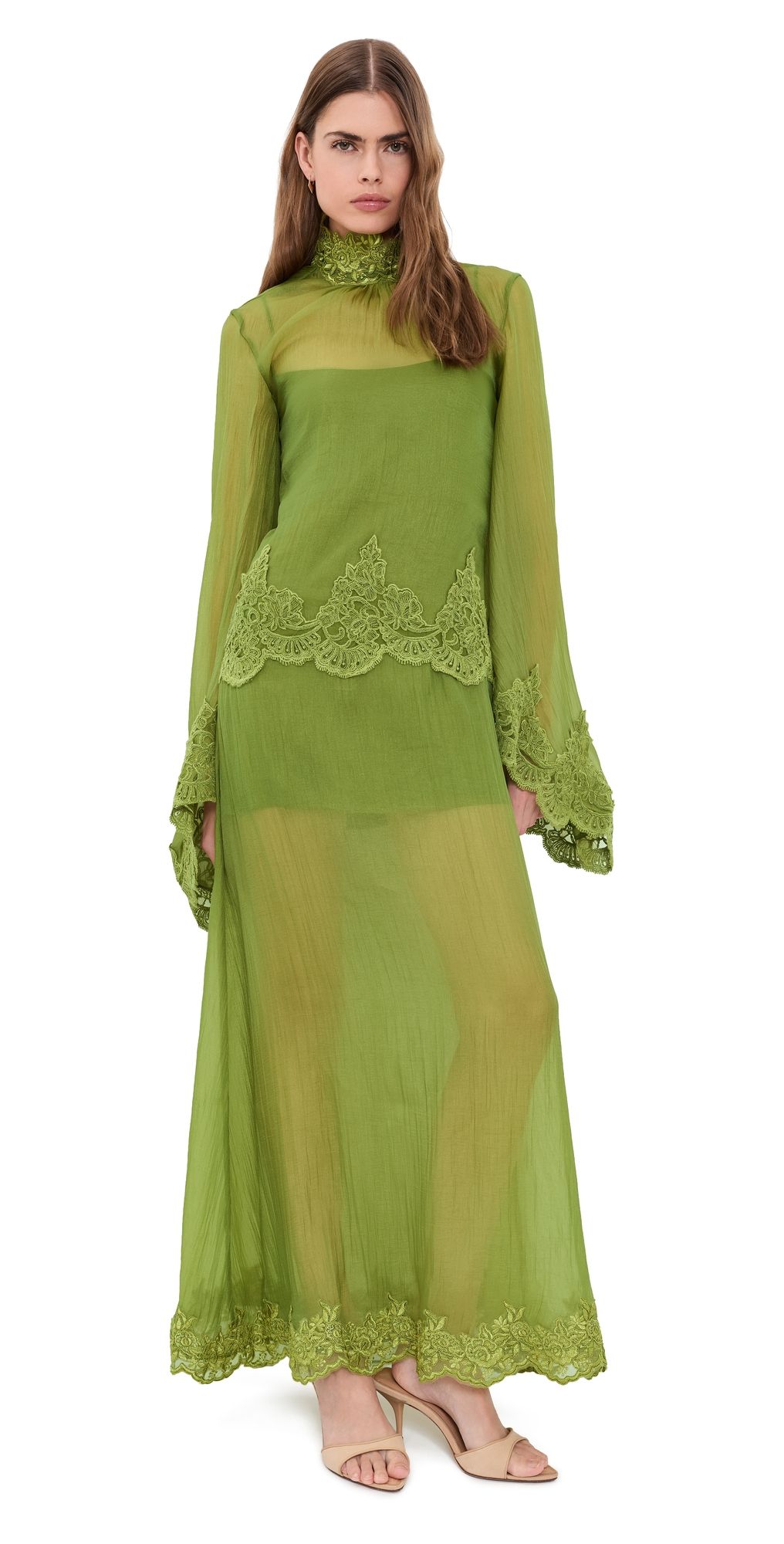 Yellow the Label Liz Organza Dress Olive XS