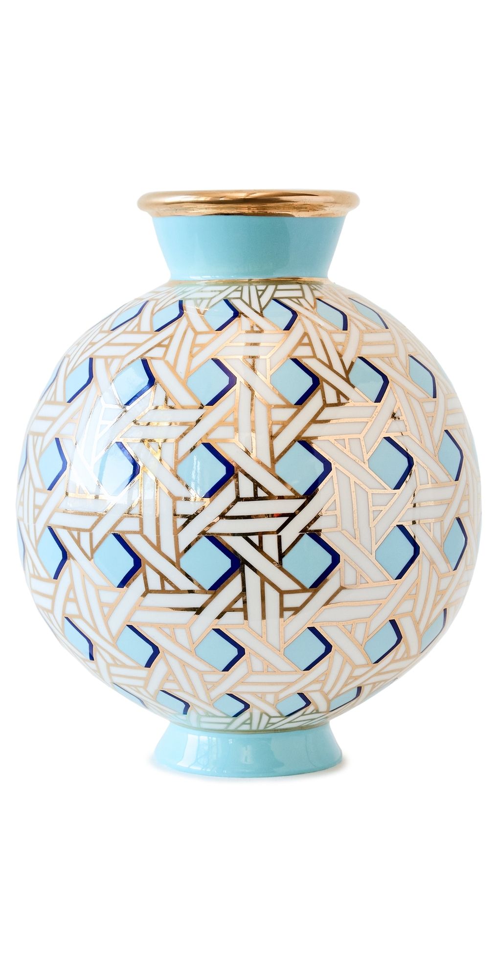 Jonathan Adler Basket Weave Round Vase Blue One Size