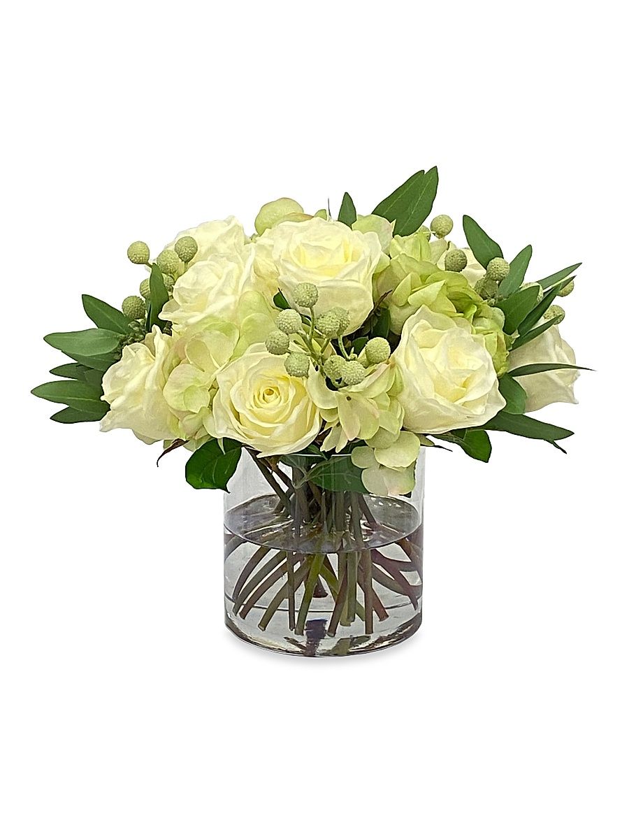 Everyday Floral Rose Hydrangea Arrangement - White Green