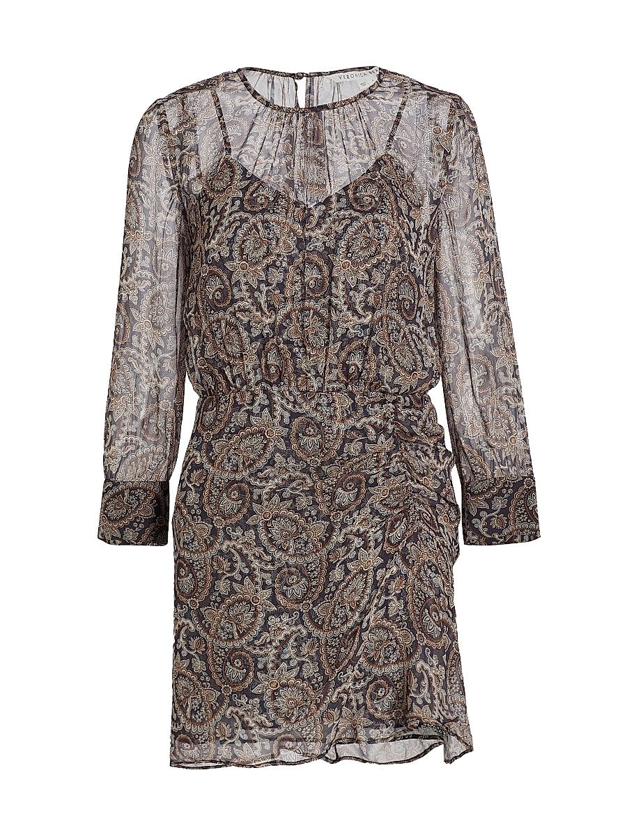 Women's Palmora Paisley-Print Silk Minidress - Marine Blue Multi - Size 8