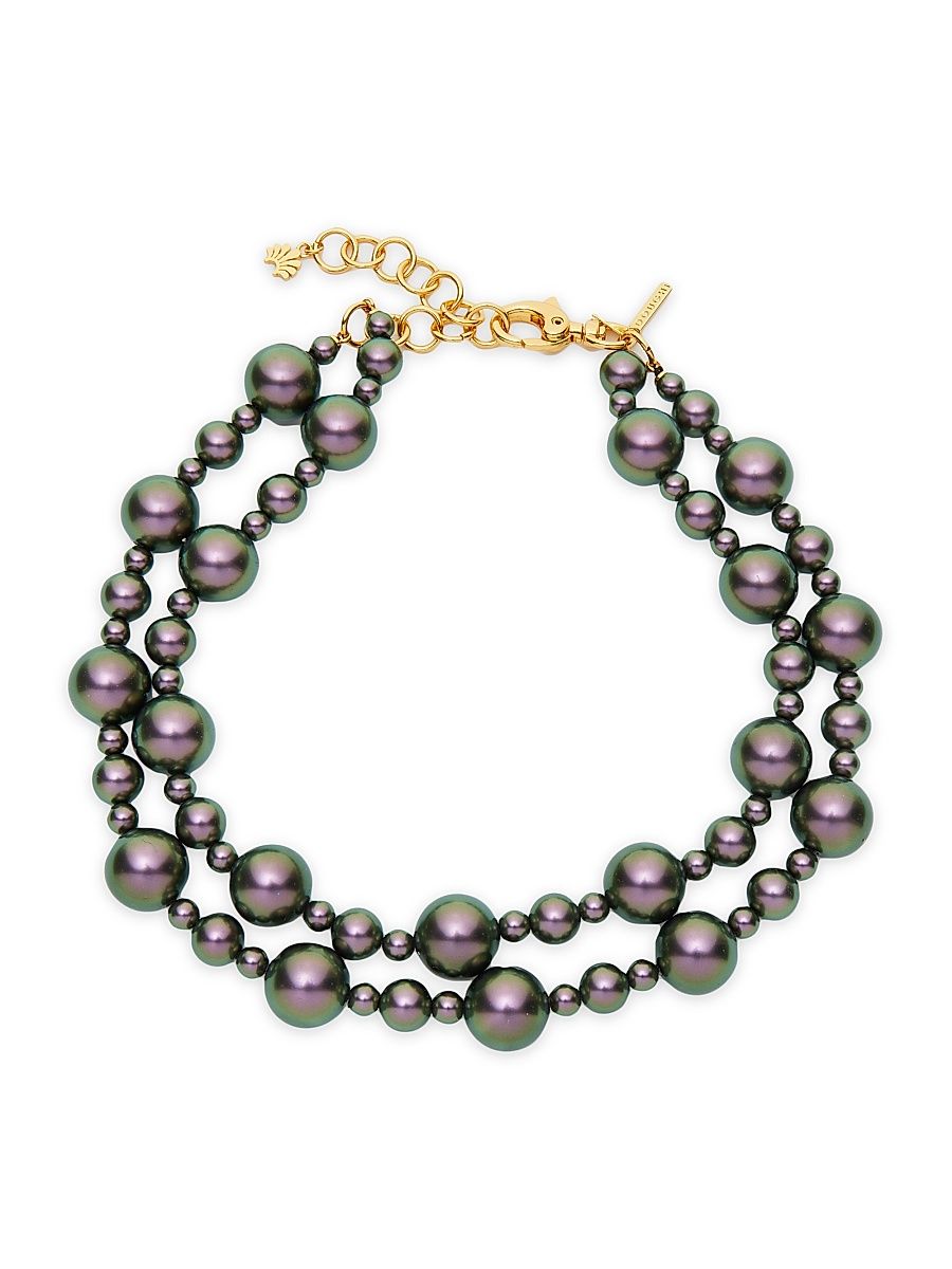 Women's Jackie Double-Row 14K-Gold-Plated & Imitation Pearl Necklace - Tahitian Pearl