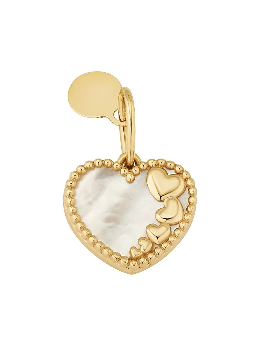 Women's 14K Yellow Gold Heart to Heart Pendant Charm - Gold