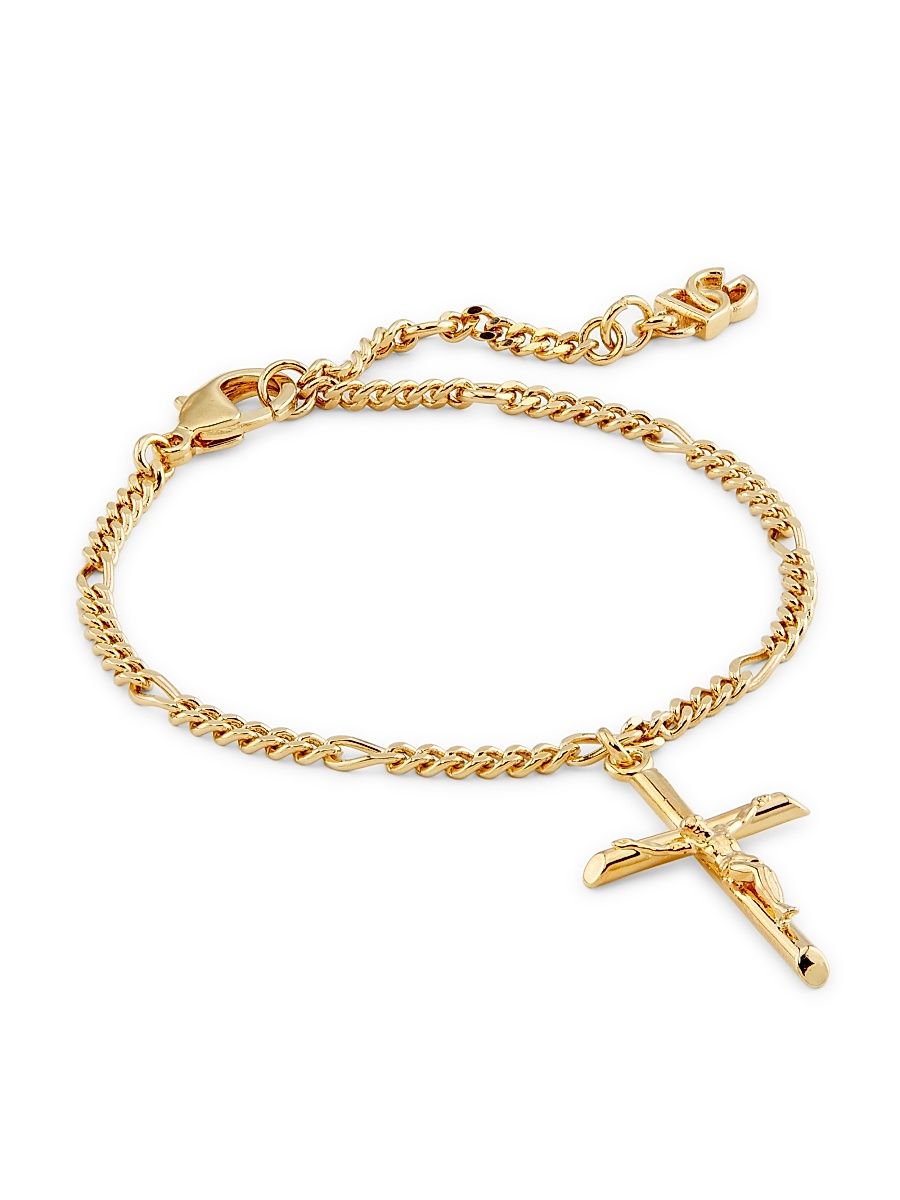 Women's Gold-Plated Cross Pendant Bracelet - Yellow Gold