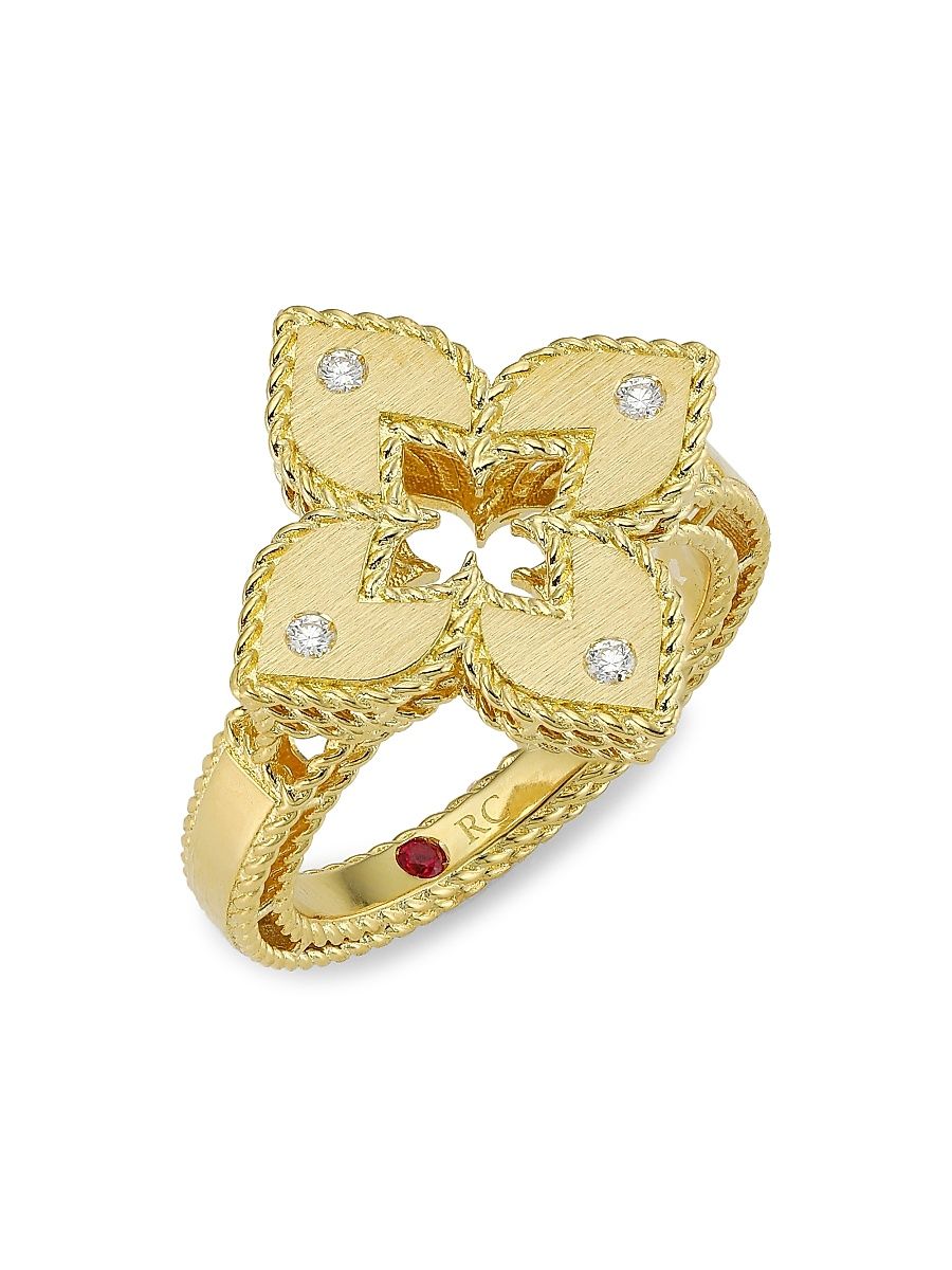 Women's Venetian Princess 18K Yellow Gold & Diamond Ring - Yellow Gold - Size 6.5