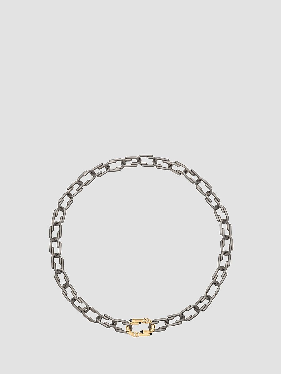 Women's Try Me Titanium, 18K Yellow Gold, Black Onyx & 0.026 TCW Diamond Necklace - Grey