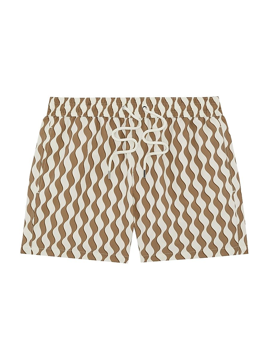 Frescobol Carioca Men's Rio Listra Print Swim Shorts - Caramel - Size Large